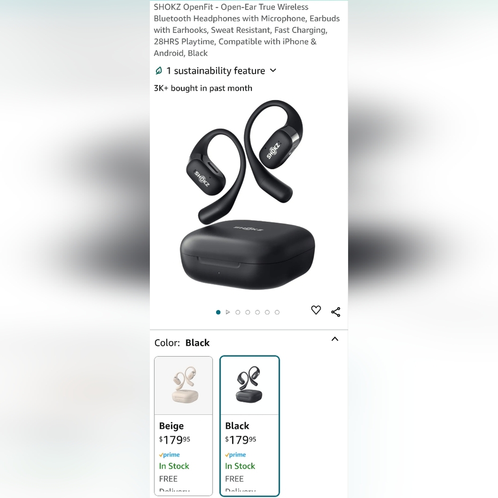 Shokz Open Fit True Wireless Open Ear Buds - Black